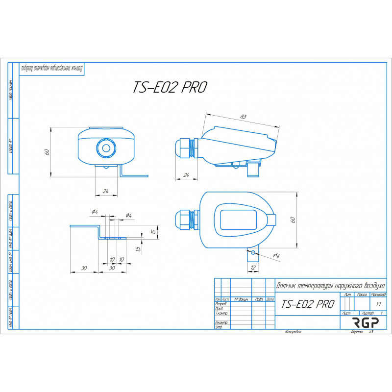 Датчик температуры наружного воздуха RGP TS-E02 PRO Ni1000